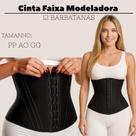 Cinta Modeladora de Cintura Preta 12 Barbatanas Abdominal Feminina Redutora Postural Pós Cirúrgica Cinta Modeladora de Cintura Preta 12 Barbatanas Abdominal Feminina Redutora Postural Pós Cirúrgica