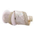 Cinta Navideña Vickerman 4 cm x 5 m Champagne con Bordado Dorado
