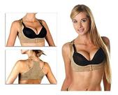 Cinta Postural Para Cifose E Escoliose Leve Feminina Com Suporte De Busto Push Up Renda Bege