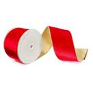Cinta Vickerman de Terciopelo Rojo Brillante con Ribete y Respaldo Dorado 4x10 cm