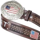 Cinto Ariat Country em Couro Artesanal Fivela Removivel Texturizado American EUA Festa Peao Rodeio
