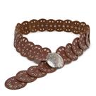 Cinto Boho Country Feminino Retro Chique Com Fivela Niquel Prata Texturizado Com Apliques Modinha