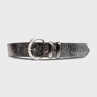 Cinto Carrano Fivela Round Grosso Couro Spechio Metalizado Pewter - 700117