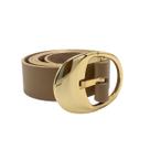 Cinto Classe Couro Feminina Fivela Redonda Marrom Camel CF31