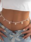Cinto corporal Bodychain de miçangas brancas com Búzios verdadeiros tendência Verão