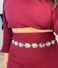 Cinto corporal bodychain martelado boho tendencia chic prateado feito a mão