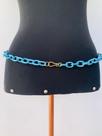 Cinto corporal Maxi bodychain trabalhado Azul fecho frontal