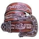 Cinto Country Feminino De Couro Trabalhado Fivela c/ Strass Cinto Country Feminino De Couro Trabalhado Fivela c/ Strass