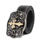 Cinto Country Religioso Masculino Feminino Ave Maria Couro com Fivela Cruz