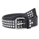 Cinto cravejado RSGMU Leather Skull Fivela preta para homens Cinto cravejado RSGMU Leather Skull Fivela preta para homens
