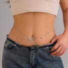 Cinto De Cintura Borboleta Boho Sexy Feminino Com Pingente De Cristal E Borla, Corrente De Biquíni