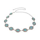 Cinto De Cintura Em Prata Com Pedra Azul Para Mulheres, Cadeia Boêmia Em Forma De Elipse Para Saias Cinto De Cintura Em Prata Com Pedra Azul Para Mulheres, Cadeia Boêmia Em Forma De Elipse Para Saias