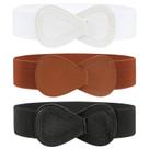 Cinto de cintura JASGOOD feminino vintage elástico largo D-preto+branco+marrom