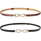 Cinto de cintura JASGOOD Leather Skinny para mulheres de até 94 cm, pacote com 2