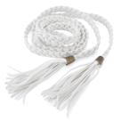 Cinto de cintura trançado CHIC DIARY feminino, tecido fino, borla branca