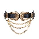 Cinto de couro Barry.Wang feminino vintage com fivela dupla preta