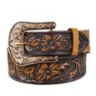 Cinto de Couro Bordado Floral Cow Way 36784