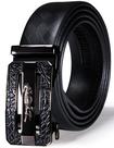 Cinto de couro com catraca Barry.Wang masculino de 3,5 cm preto ajustável