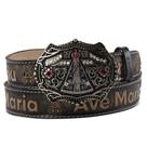 Cinto de Couro com Fivela Decorada Country Nossa Senhora Bordado Ave Maria Cinto de Couro com Fivela Decorada Country Nossa Senhora Bordado Ave Maria