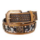 Cinto de Couro e Pelo com Apliques em Cobre Cow Way 38100
