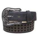 Cinto de Couro Feminno Preto com Strass Cow Way 32923