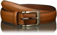 Cinto de couro masculino Perry Ellis Timothy Cognac com 3,8 cm de largura