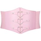 Cinto de espartilho JKEEMI Pink Metal Heart-Ring Wide Elastic