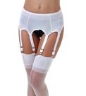 Cinto de liga Confonze Mysterious Sexy Mesh, 6 tiras, branco