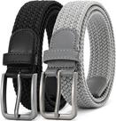 Cinto elástico trançado DOOPAI Elastic para homens, pacote com 2 unidades preto/cinza