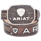 Cinto em Couro Bordado Fivela Ariat Removivel Detalhe Bandeira EUA Artesanalmente Alto Relevo