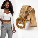 Cinto Feminino Ajustável Elástico Flexível Fivela Revestida Design Elegante Look Moderno Estilo Casual Social Vestidos Saias Calças 100cm Cinto Feminino Ajustável Elástico Flexível Fivela Revestida Design Elegante Look Moderno Estilo Casual Social Vestidos Saias Calças 100cm