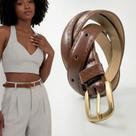 Cinto Feminino Ajustável Look Social Casual Fivela Metal Elegante material sintético