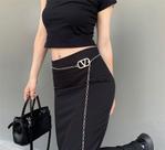 Cinto Feminino Corrente Metal Modelo Lançamento Fivela Em V