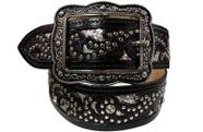 Cinto Feminino Country Preto Com Glitter e Strass - Paul Western Ref:001796
