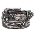 Cinto Feminino Couro Preto Bordado Penas Cow Way 38101