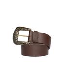 Cinto Feminino Dakota de Couro Fivela com Flores Café
