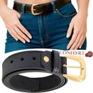 Cinto Feminino de Couro Lático Cores Preto Marrom Sofisticado Fivela Banhada a Ouro Cinto Feminino de Couro Lático Cores Preto Marrom Sofisticado Fivela Banhada a Ouro