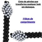 Cinto Feminino de Pérolas Preto com Pérolas Brancas Luxo Ajustável Elegante, Moderno e Sofisticado Cinto Feminino de Pérolas Preto com Pérolas Brancas Luxo Ajustável Elegante, Moderno e Sofisticado