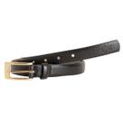 Cinto feminino dm slim preto fivela dourada -