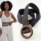 Cinto Feminino Elástico Ajustável Elegante Design Moderno Trançado Fivela Resistente Look Casual 100cm Cinto Feminino Elástico Ajustável Elegante Design Moderno Trançado Fivela Resistente Look Casual 100cm