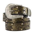 Cinto Feminino Floral Com Cravos Estilo Country com Fivela Decorada Strass Cinto Feminino Floral Com Cravos Estilo Country com Fivela Decorada Strass