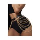 Cinto Feminino Gótico Punk Preto Em Couro PU Com Franjas, Cinto Ajustável Com Corrente Para Cintura,