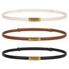 Cinto feminino JASGOOD, couro fino, cintura fina com fivela dourada