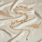 Cinto Feminino Metalizado Dourado Conchas Pérolas Ajustável