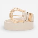 Cinto Feminino Off White com Fivela Dourada