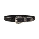 Cinto Feminino Western Em Couro PU Com Fivela Metálica Gravada Unissex