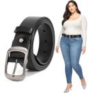 Cinto JASGOOD Plus Size de couro feminino preto para cintura 122-132 cm