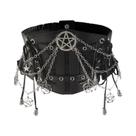 Cinto Largo Preto Para Mulheres, Acessório De Moda Com Corrente Estrela, Elástico, Estilo Y2K,