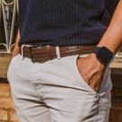 Cinto Masculino Casual Elástico Couro Legítimo