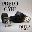 Cinto Masculino em material sintético Premium Ajustável, Dupla Face, Fivelas Níquel e Preto